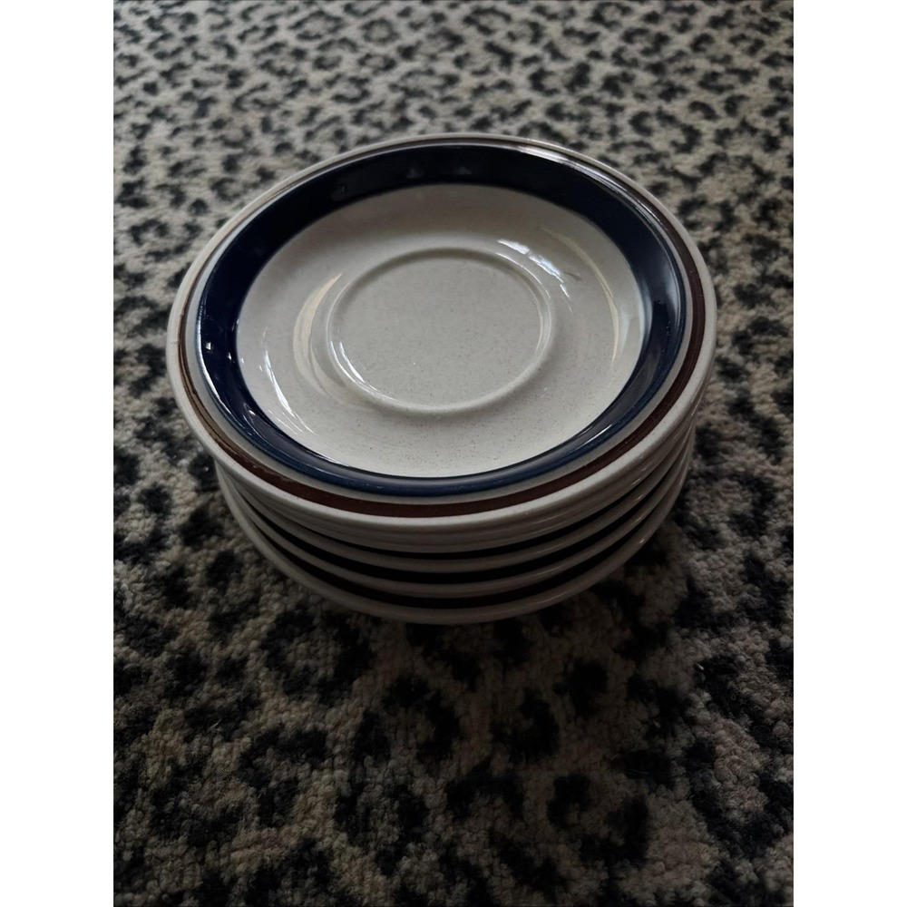 Saucer Japan Galaxy‎ Stone Ware #245 Blue & Brown Line, Lot Of 6